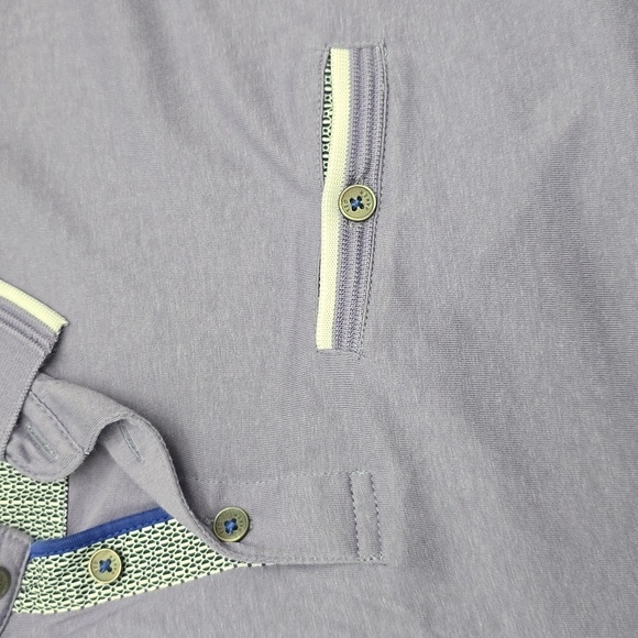 TED BAKER Lavender Polo Shirt with White Accents Men's L Sz 4 - Picture 3 of 10